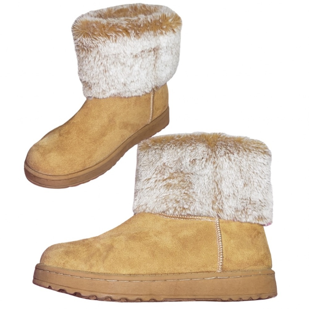 Arizona Tan Faux Fur Cuff Winter Boots – Size 8